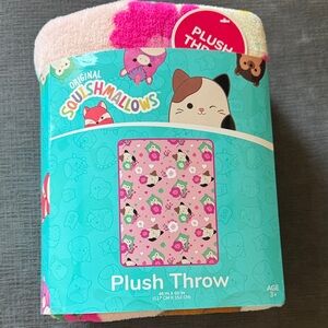 Squishmallows Pink and White Plush Throw